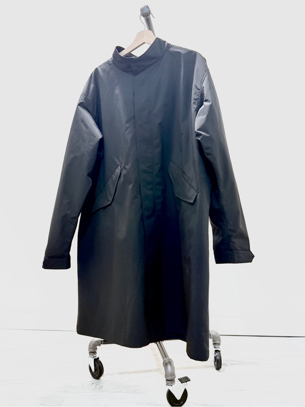 Black Stand-Collar Trench Coat - Picture 2 of 4
